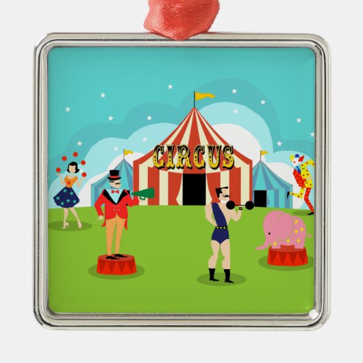 kerstversiering rond de circus metalen ornament (Voorkant)
