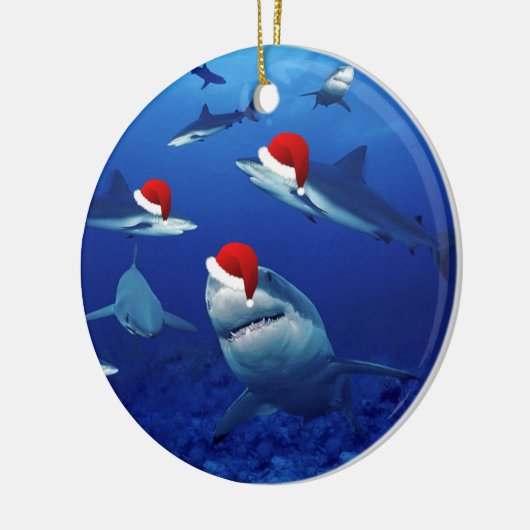 Kerstversiering - Santa Sharks Keramisch Ornament (Links)