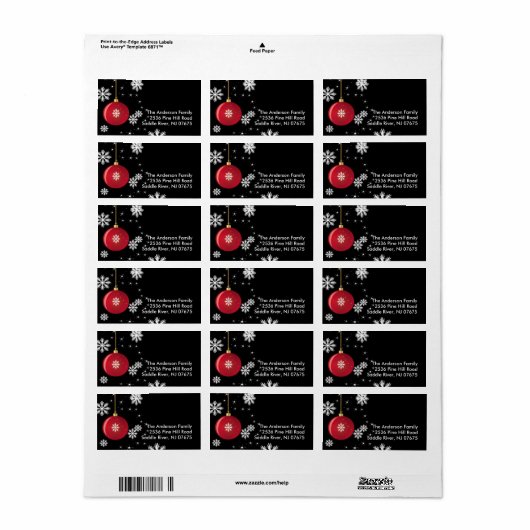 Kerstversiering Sneeuwvlokken Adreslabel Etiket (Full Sheet)