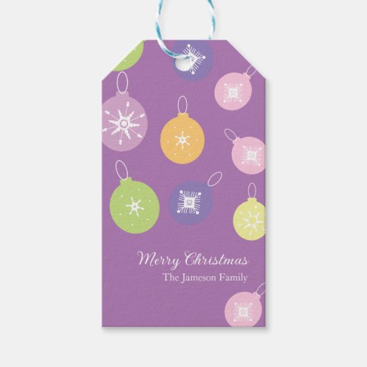 kerstversiering Snowflakes Violet Cadeaulabel (Voorkant)