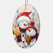 Kerstversiering - Snowman Keramisch Ornament (Links)