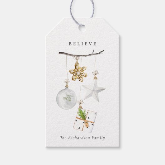 kerstversiering Star Cookie Chime Believe Cadeaulabel (Voorkant)