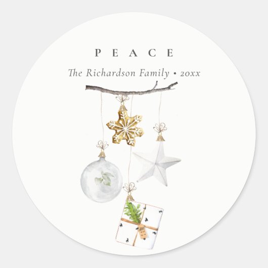 kerstversiering Star Cookie Chime Peace Ronde Sticker (Voorkant)