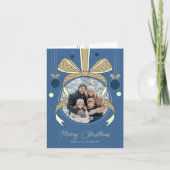 Kerstversiering Uniek lint Bow Twee foto's Kaart (Voorkant)