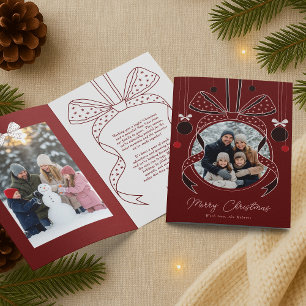 Kerstversiering Uniek lint Bow Twee foto's Kaart
