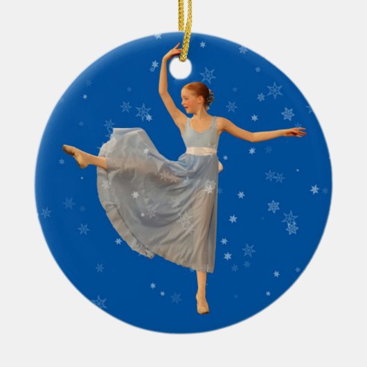 kerstversiering van Ballet Dancer op blauw Keramisch Ornament (Voorkant)