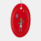 kerstversiering van de blonde mannetjestennis keramisch ornament (Rechts)
