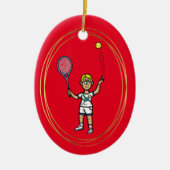kerstversiering van de blonde mannetjestennis keramisch ornament (Voorkant)