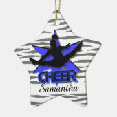 Kerstversiering van de Cheerleader Blue-tijger Keramisch Ornament (Links)