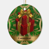 Kerstversiering van de staat Connecticut Keramisch Ornament (Links)