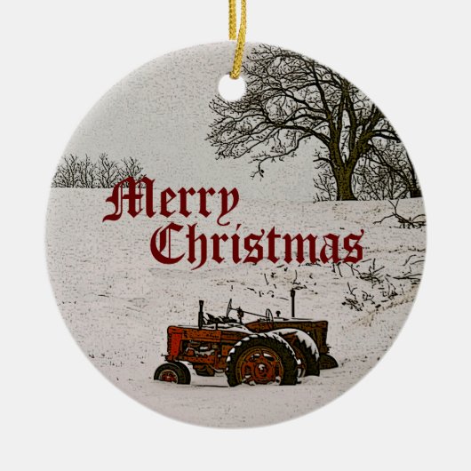 Kerstversiering van de Tractor Keramisch Ornament (Voorkant)