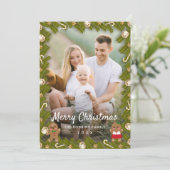 Kerstversiering van gemberkoek Foto Frame Feestdagenkaart (Staand voorkant)