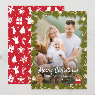 Kerstversiering van gemberkoek Foto Frame Feestdagenkaart