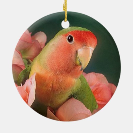 Kerstversiering van liefdesvogels keramisch ornament (Achterkant)