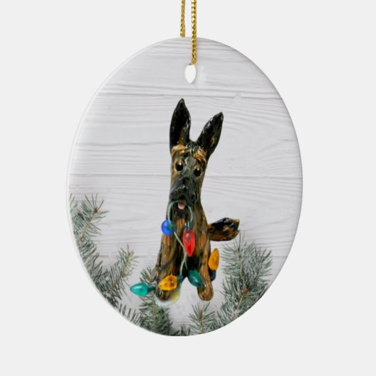 kerstversiering van Shepherd Dog Keramisch Ornament (Rechts)