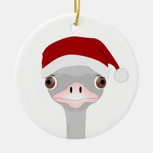 Kerstversiering van struisvogels keramisch ornament (Voorkant)