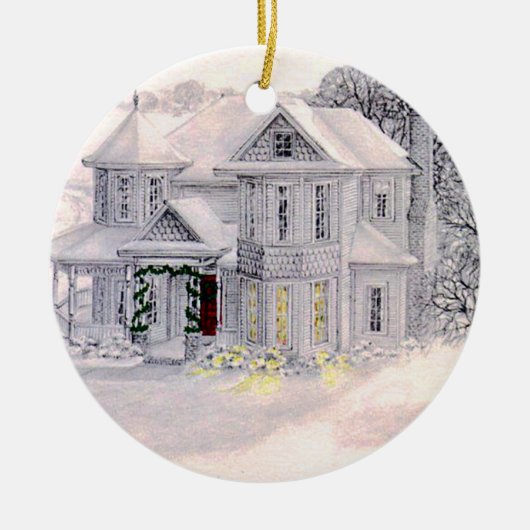 kerstversiering Victoriaans huis Keramisch Ornament (Voorkant)