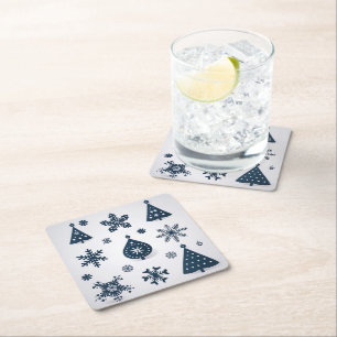 kerstversiering vierkante kartonnen onderzetter