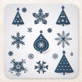 kerstversiering vierkante kartonnen onderzetter (Voorkant)
