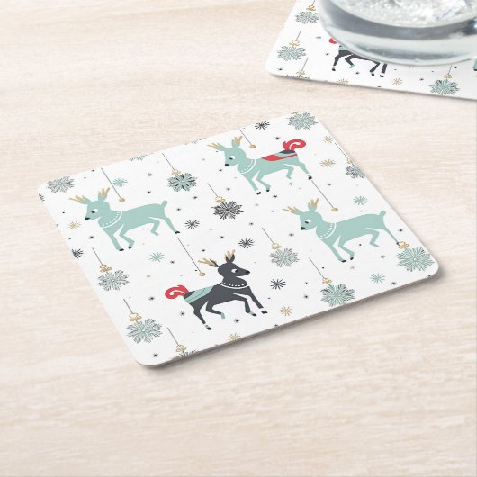 kerstversiering vierkante kartonnen onderzetter (Schuin)