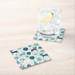 kerstversiering vierkante kartonnen onderzetter