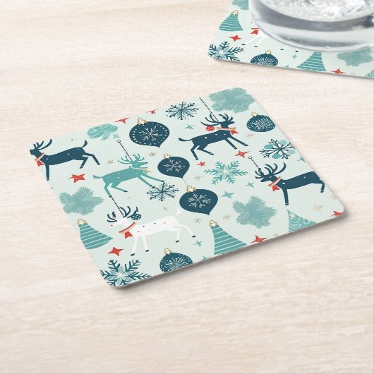 kerstversiering vierkante kartonnen onderzetter (Schuin)