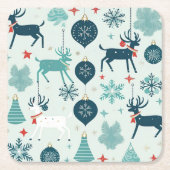 kerstversiering vierkante kartonnen onderzetter (Voorkant)