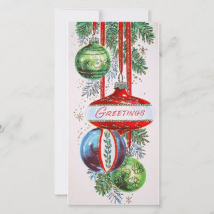 Kerstversiering Vintage Retro Kerstgroeten Feestdagenkaart