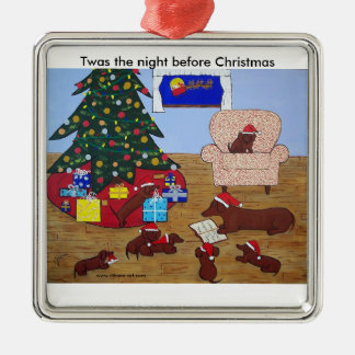 kerstversiering voor de familie Dachshund Metalen Ornament
