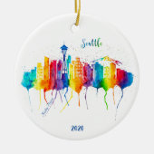 kerstversiering voor de waterverf van Seattle Keramisch Ornament (Voorkant)