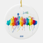 kerstversiering voor de waterverf van Seattle Keramisch Ornament (Achterkant)