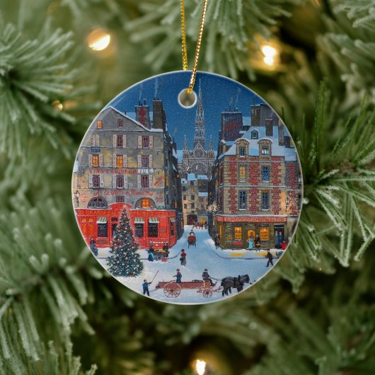  kerstversiering voor het winterdorp keramisch ornament (Boom)