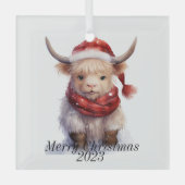 Kerstversiering voor hoogland Koe Glas Ornament (Voorkant)