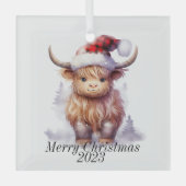 Kerstversiering voor hoogland Koe Glas Ornament (Voorkant)