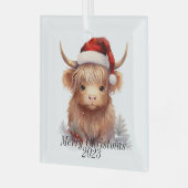 Kerstversiering voor hoogland Koe Glas Ornament (Voorkant links)