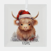 Kerstversiering voor hoogland Koe Glas Ornament (Achterkant)