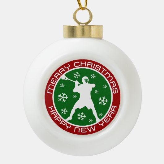 kerstversiering voor Lacrosse Player Keramische Bal Ornament (Voorkant)