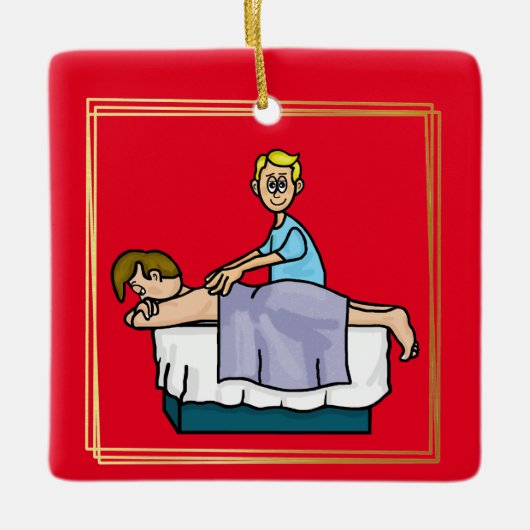 kerstversiering voor mannelijk massage keramisch ornament (Voorkant)