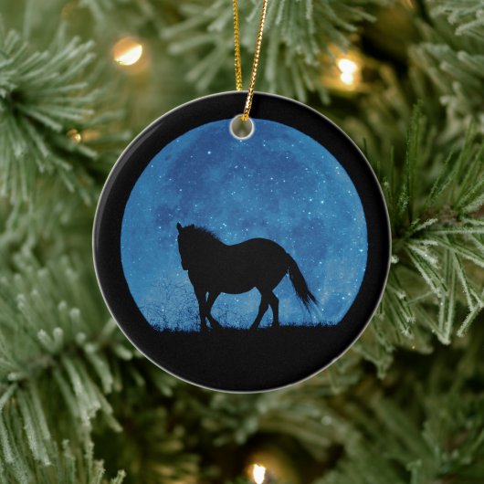 kerstversiering voor paarden en maan kerstmis keramisch ornament (Boom)