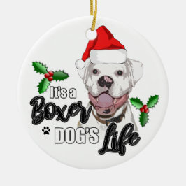 kerstversiering voor Santa Boxer Dog Keramisch Ornament