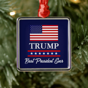 KERSTVERSIERING VOORZITTER DONALD TRUMP METALEN ORNAMENT