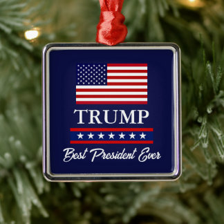 KERSTVERSIERING VOORZITTER DONALD TRUMP METALEN ORNAMENT