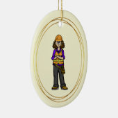 kerstversiering vrouw bouwvakker keramisch ornament (Rechts)