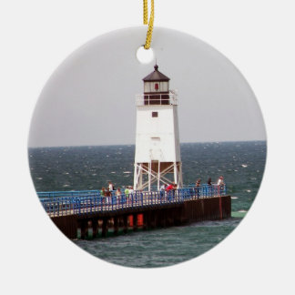 Kerstversiering vuurtoren keramisch ornament