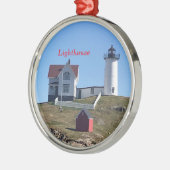 Kerstversiering vuurtoren metalen ornament (Links)