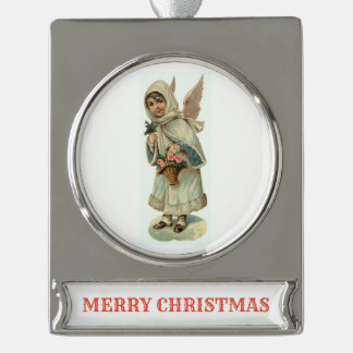 Kerstversiering ZILVER GEPLAATST MET ENGEL Verzilverd Banner Ornament