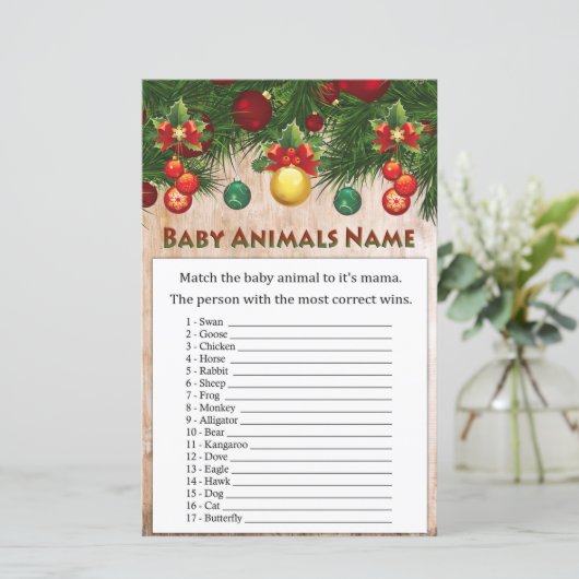 kerstversieringen Baby Dieren Naam Game (Staand voorkant)
