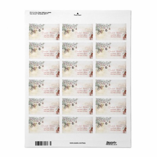 Kerstversieringen, boomtakken Cadeaus Etiket (Full Sheet)