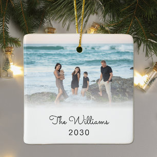 Kerstversieringen gepersonaliseerd met familiefoto keramisch ornament