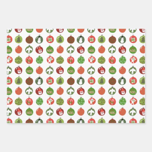 kerstversieringen met kerststapes-variëteit inpakpapier vel (Voorkant)